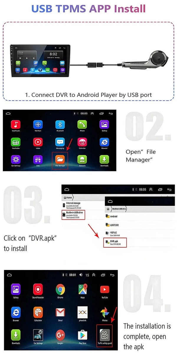 USB Dash Cam 1080P HD Night Vision With ADAS And G Sensor - stepyours.com
