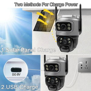 V380 Dual Lens 4G Solar PIR Camera Outdoor Security 8MP 4K IP Cam - stepyours.com