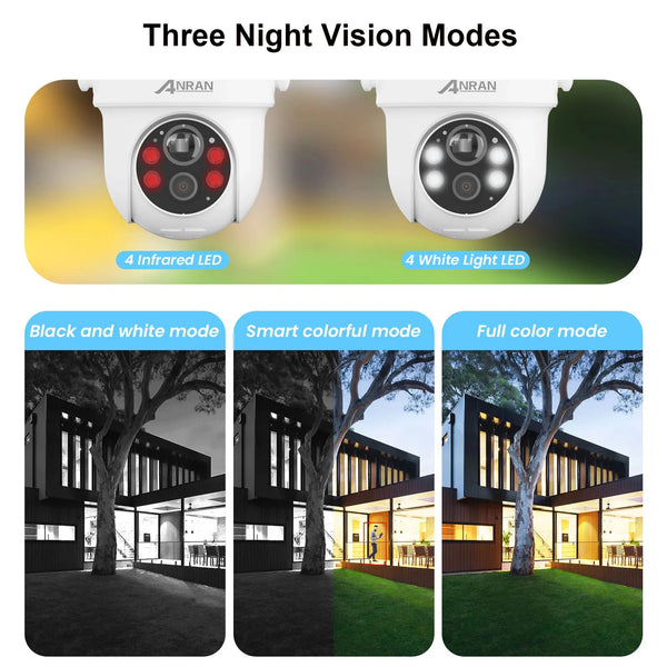 ANRAN Solar Camera With PIR Humanoid Detection For Outdoor Security 2K 2 4G WiFi - stepyours.com