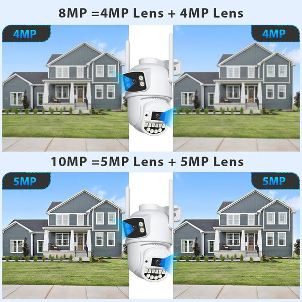 8MP 4K PTZ WiFi Camera - Dual Lens With Dual Screen AI Tracking Surveillance - stepyours.com
