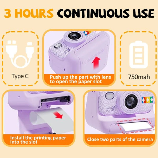 Joytrip Kids Color Instant Print Camera No Ink Thermal Paper HD Video Gift - stepyours.com