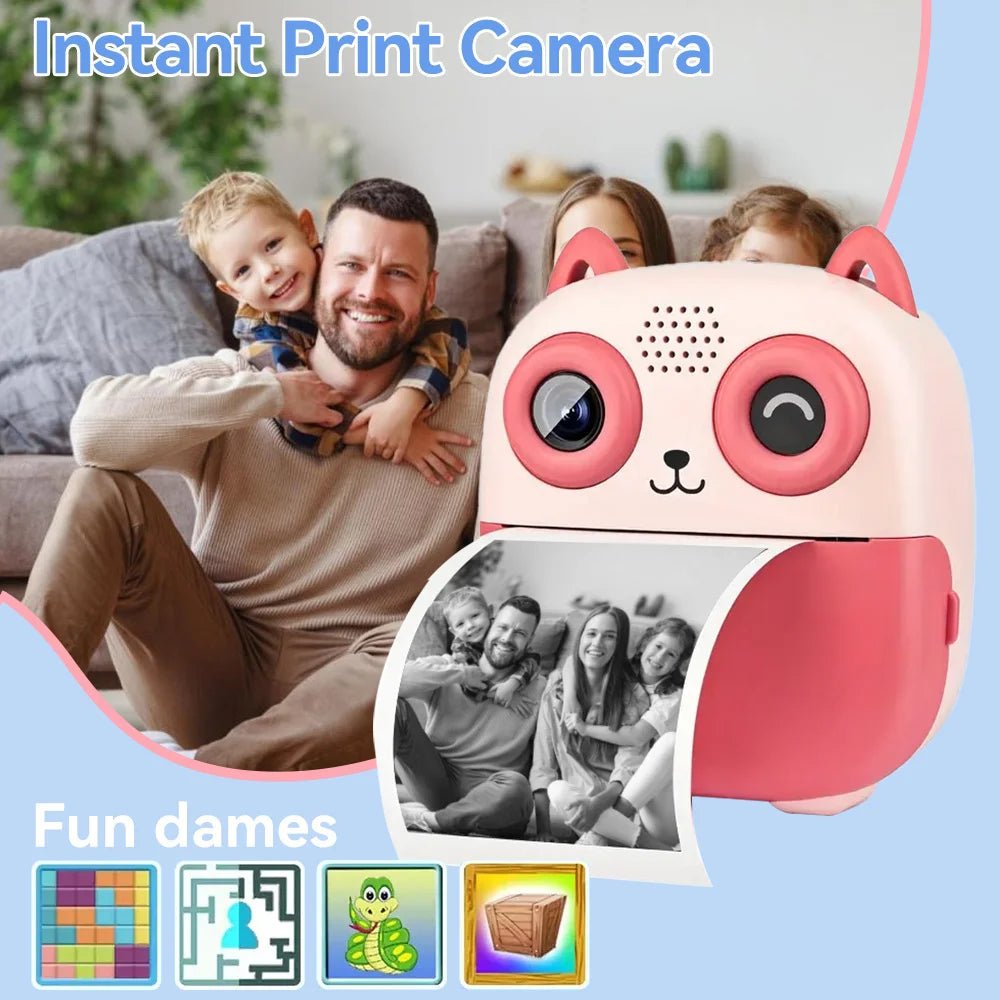 Instant Print Digital Camera Photo Printer Cartoon Design Black and White - stepyours.com