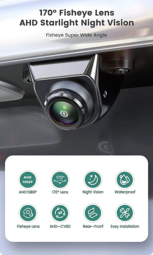 170 Degree Fisheye Rear View Camera Golden Lens Night Vision For Parking Safety - stepyours.com