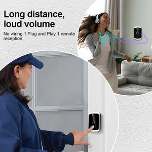 Smart Wireless Doorbell Door Chime Kit No Socket Required 300M/984 FT Remote 38 Songs Melodies Sound Home Door Bell Battery Type by stepyours.com