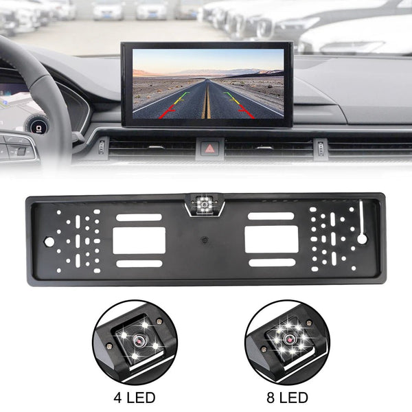 12V Car Rear View Camera 4 And 8 LED License Plate Holder Parking Sensor - stepyours.com