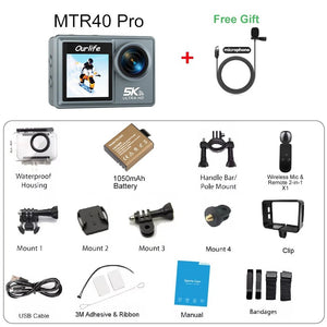 Ourlife MTR40 5K Action Camera 2 Inch IPS Touch Screen 5X Zoom 30M Waterproof - stepyours.com