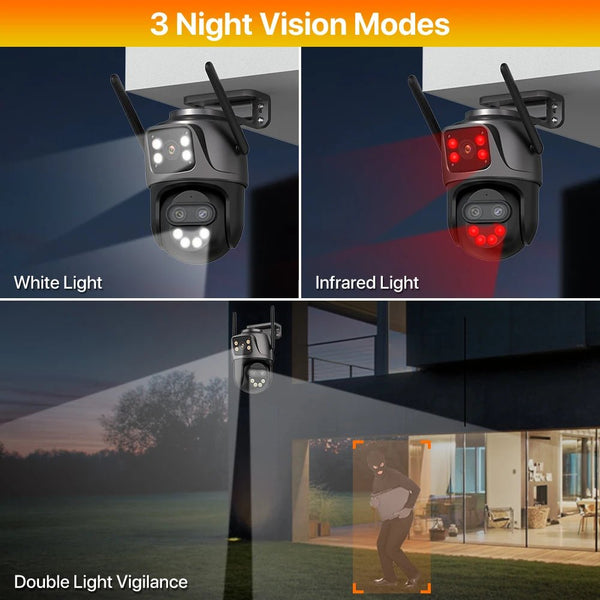 Wonsdar 6K 9MP IP Camera 8x Zoom Tri Lens PTZ With Dual Screen iCSee App - stepyours.com