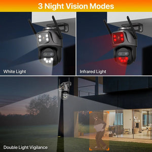 IP Camera 6K 9MP WiFi Outdoor Camera - 3 Lens Dual Screen PTZ With 8x Zoom - stepyours.com