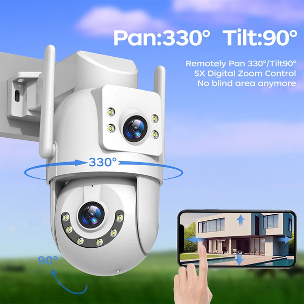 Jooan 4K Outdoor PTZ WiFi Camera AI Tracking Dual Lens 5X Zoom Hooks by stepyours.com