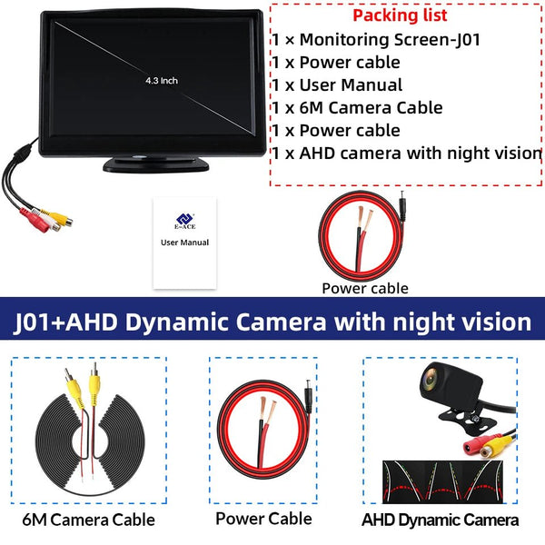 4.3 Inch Rotatable Rear View Camera For Car Reversing With 170 Degree Angle - stepyours.com