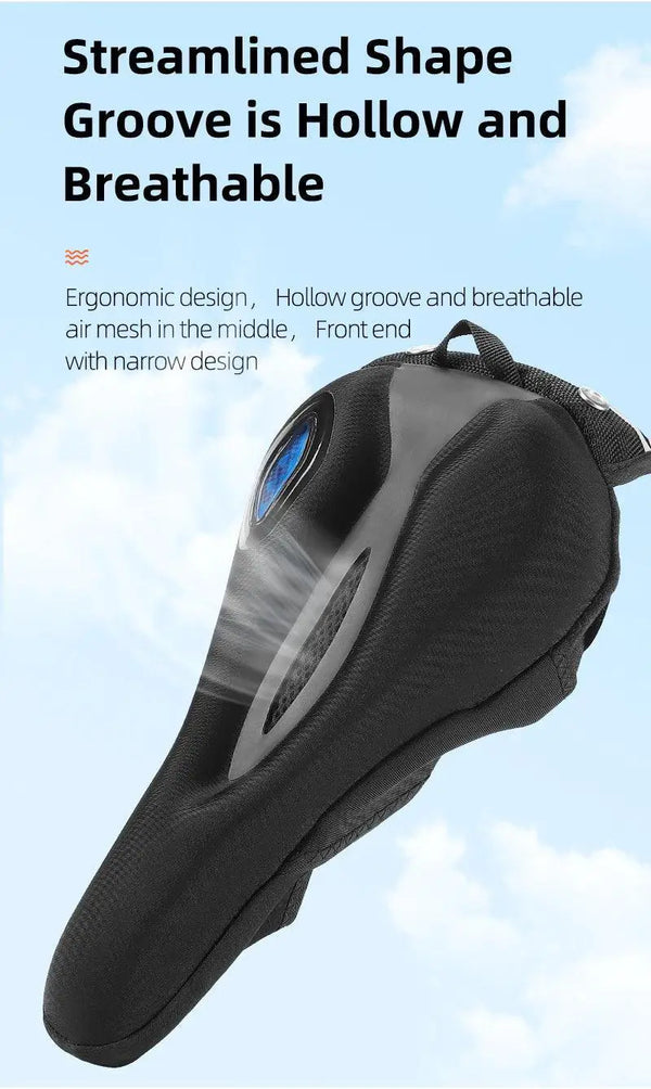 Gel Memory Foam Bike Saddle Cover With Safety Taillights