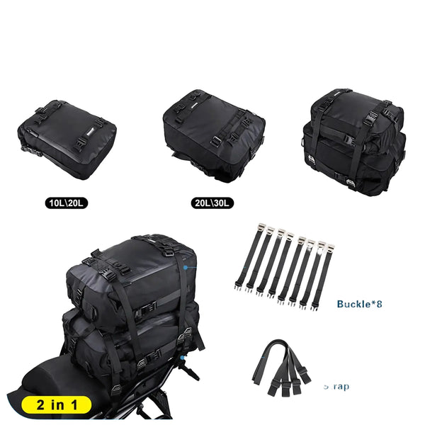 Rhinowalk Motorcycle Saddle Bag Internal Waterproof 10L-20L-30L Rear Seat Bag Modularity Luggage Shoulder Bag Single Item Sale