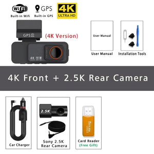 4K Dash Cam Dual Lens With GPS WiFi Night Vision Never Miss A Moment - stepyours.com