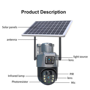 8MP 4K Solar WiFi Outdoor Dual Lens PTZ Camera - Wireless AI Alerts - stepyours.com