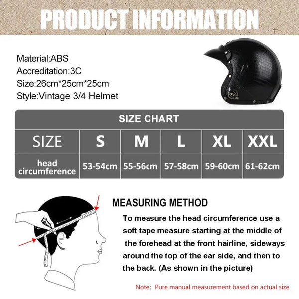 Retro Open Face Motorcycle Helmet — product view 5