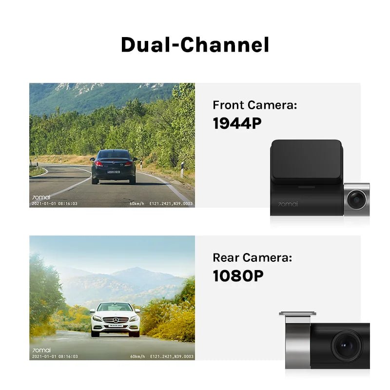 70mai Dash Cam Pro Plus A500S 1944P ADAS GPS 140FOV Front and Rear Cam - stepyours.com