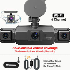 4 Channel WiFi Dash Cam for Cars Front and Rear Interior 360 DVR - stepyours.com
