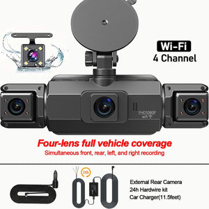 4 Channel WiFi Dash Cam DVR For Cars Front And Rear Interior 360 Parking 24h - stepyours.com