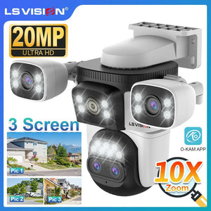 LS VISION 20MP Outdoor WiFi Security Camera With 4 Lenses 10X Zoom Auto Tracking - stepyours.com
