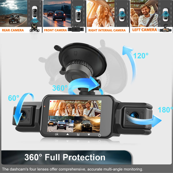 4 Channel Dashcam for Cars WiFi FHD 1080P Night Vision Loop Recording Kit - stepyours.com