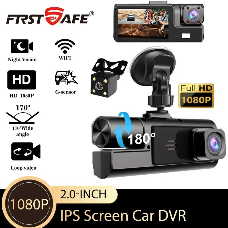 3 Channel WiFi Car DVR 1080P Front Inside Rear 170 Degree Night Vision G Sensor - stepyours.com