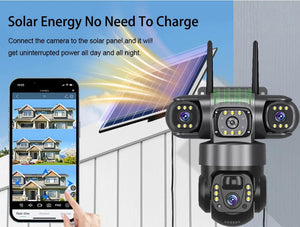 2 Pack Outdoor Security Camera System - 15MP Triple Lens 4G Solar Auto Tracking - stepyours.com