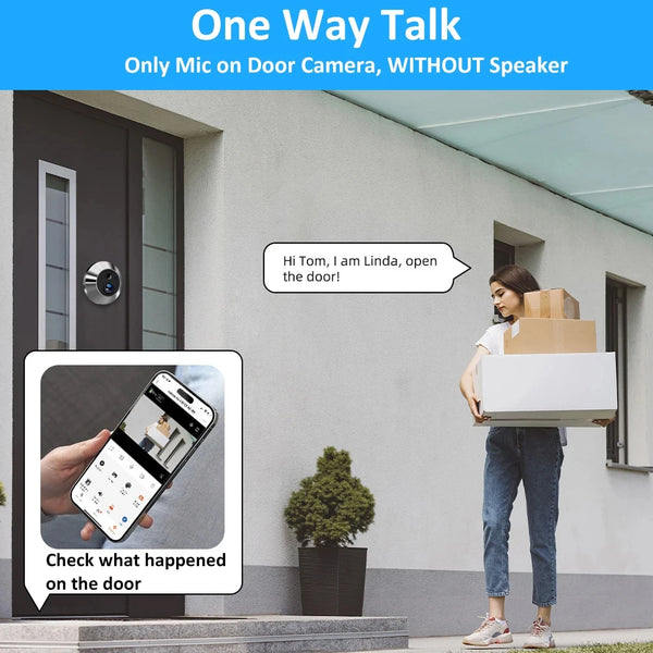 Tuya Smart 3MP 140° Wide View Angle Mini Digital Peephole Eye Viewer WiFi IR PIR Detection Doorbell Door Camera Alexa Google by stepyours.com