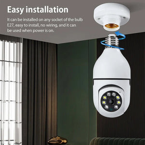1080P HD E27 Bulb Surveillance Camera Auto Tracking And Wireless Night Vision - stepyours.com