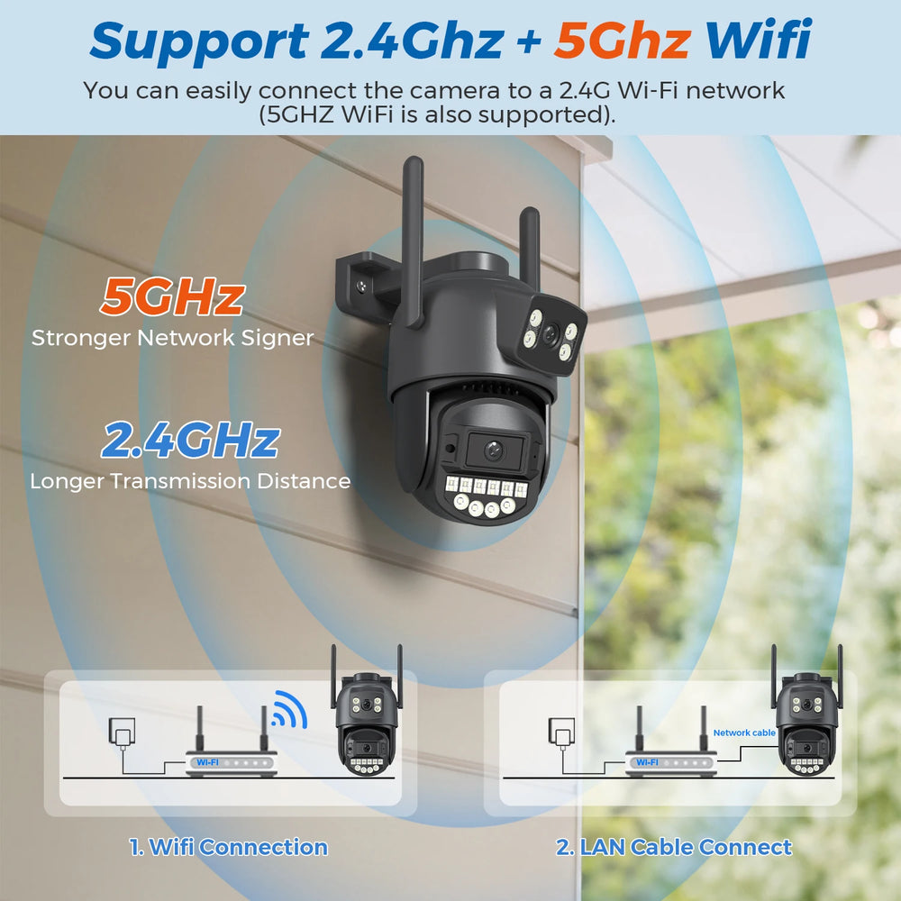 5K 10MP Dual - Lens WiFi PTZ Outdoor Camera - AI Auto Tracking - stepyours.com