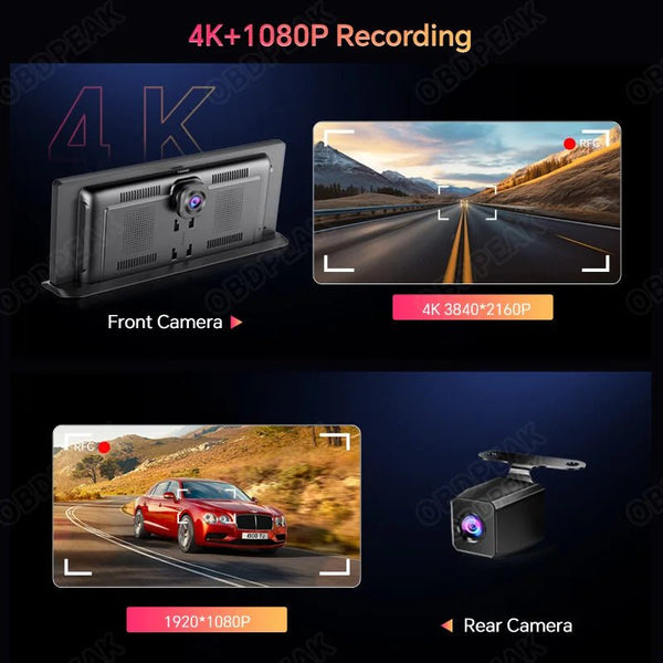 K2 Pro 11.3 4K Car DVR With Wireless CarPlay Android Auto Dual Lens Dash Cam - stepyours.com
