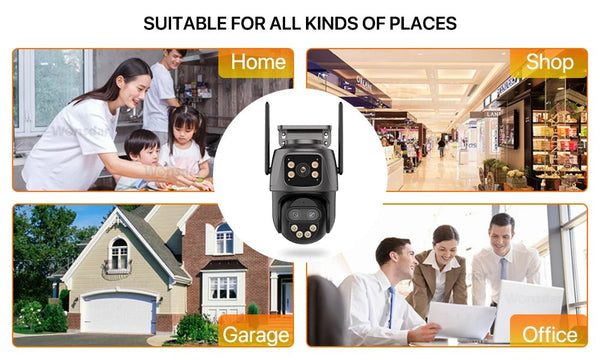 WONSDAR Outdoor WiFi IP Camera - 8x Zoom Triple Lens PTZ With Auto Tracking - stepyours.com