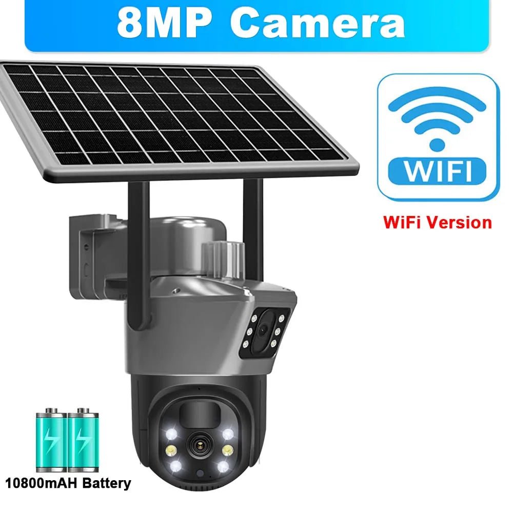 8MP 4K Solar WiFi Outdoor Dual Lens PTZ Camera - Wireless AI Alerts - stepyours.com