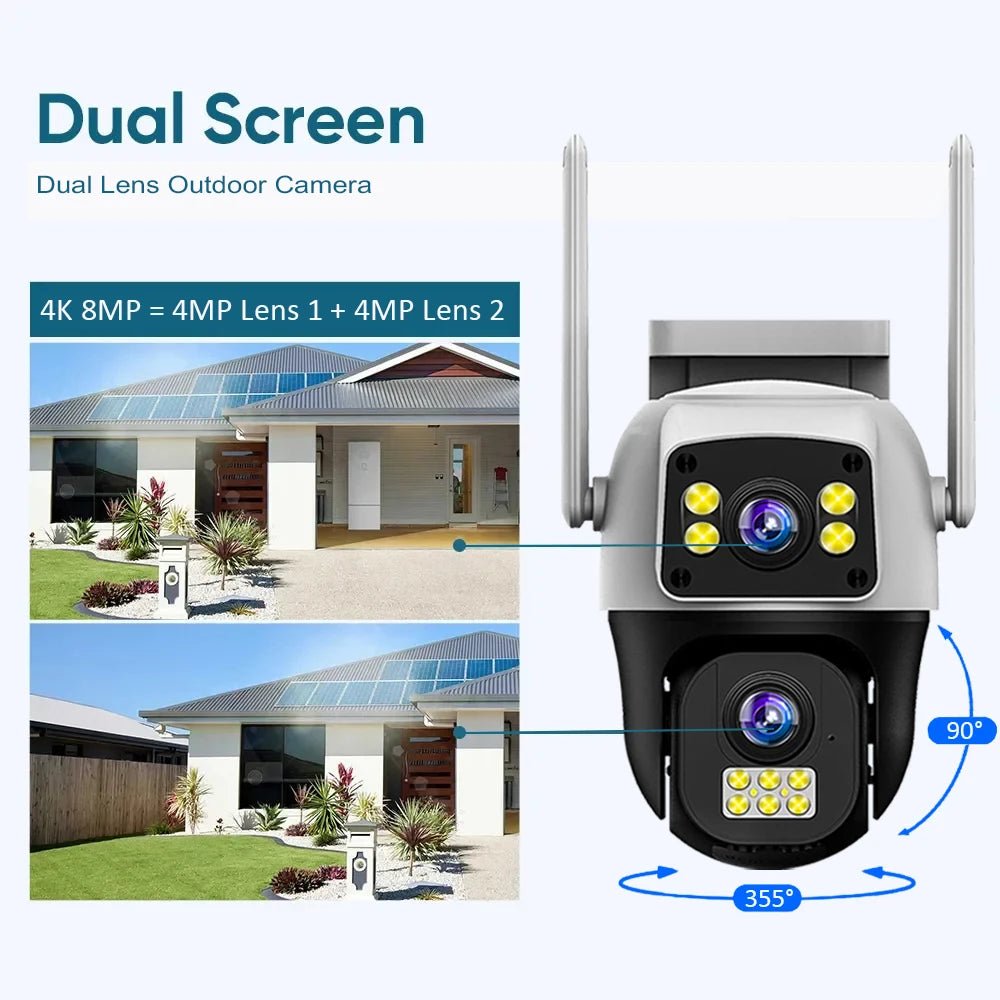 8MP 4G Dual Lens Outdoor Surveillance Camera - With PTZ And Dual Screen - stepyours.com