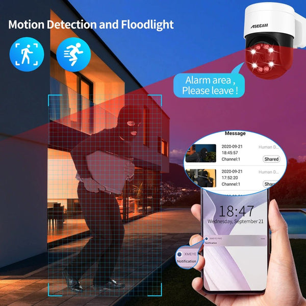 ASECAM 8MP 4K PTZ IP Camera AI Face Detection Color Night Vision Outdoor PoE - stepyours.com