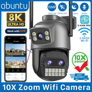 Abuntu 15MP 8K PTZ WiFi Outdoor Camera - 10X Zoom AI Human Detection - stepyours.com