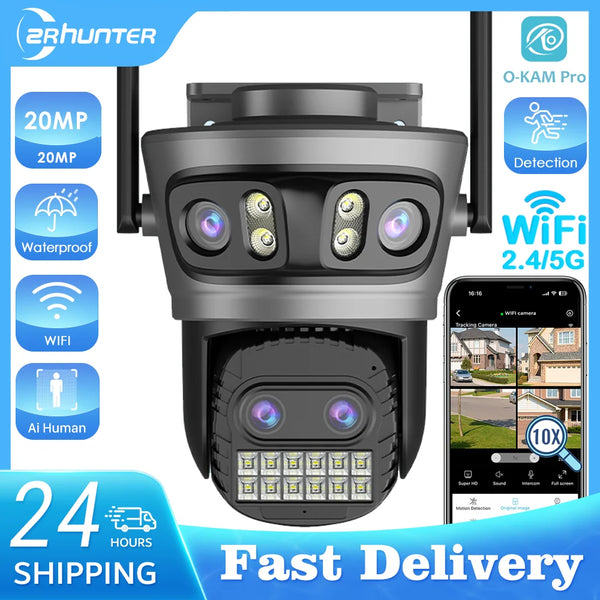 20MP Outdoors WiFi PTZ Security Camera - AI Human Detection and 10X Zoom Hooks