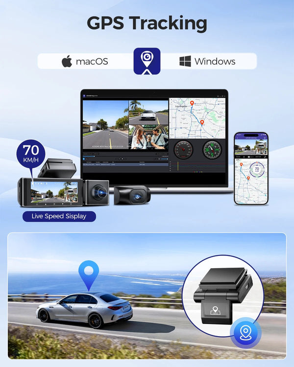 AZDOME 4K Dash Cam M550 Max GPS WiFi Car DVR 3.18Inch Screen Rear Cam - stepyours.com