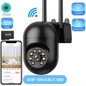 4MP Outdoor WiFi Camera 2K PTZ Night Vision IP Surveillance ICSee App - stepyours.com