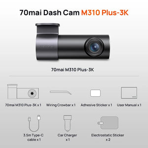 70mai M310 Plus Dash Cam 3K 1620P WDR Voice Control Car DVR Parking Monitor - stepyours.com