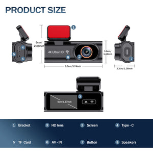Ultra HD 4K Car Dash Cam With WIFI DVR Night Vision 24H Parking GPS - stepyours.com