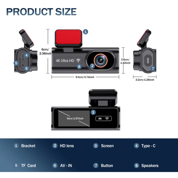 Ultra HD 4K Car Dash Cam With WIFI DVR Night Vision 24H Parking GPS - stepyours.com