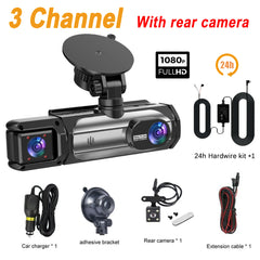 3 Channel Dash Cam 1080P Front And Rear Night Vision Parking Monitor Car DVR - stepyours.com