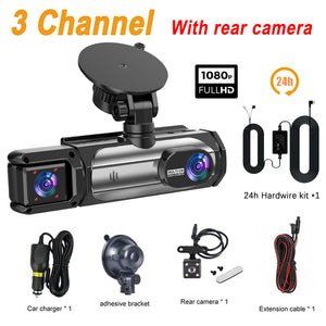 3 Channel Dash Cam 1080P Front And Rear Night Vision Parking Monitor Car DVR - stepyours.com