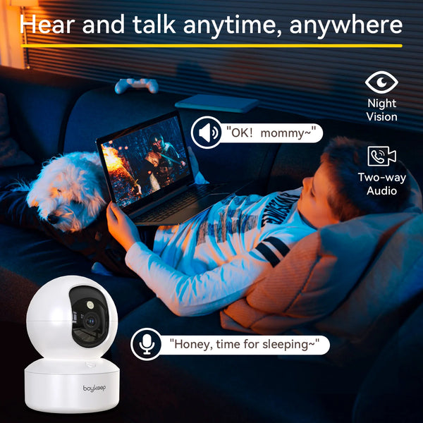 BoyKeep 3MP Indoor WiFi Baby Monitor - Auto Tracking For 24 7 Surveillance Hooks - stepyours.com