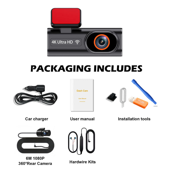 Ultra HD 4K Car Dash Cam With WIFI DVR Night Vision 24H Parking GPS - stepyours.com