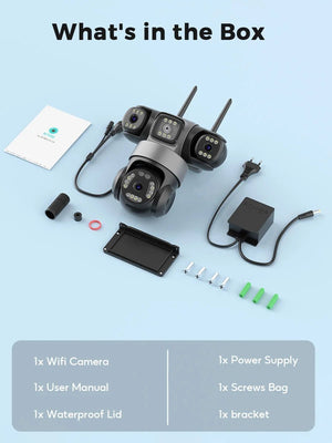 12MP Outdoor WiFi PTZ Camera With 6K HD Triple Lens Waterproof - stepyours.com