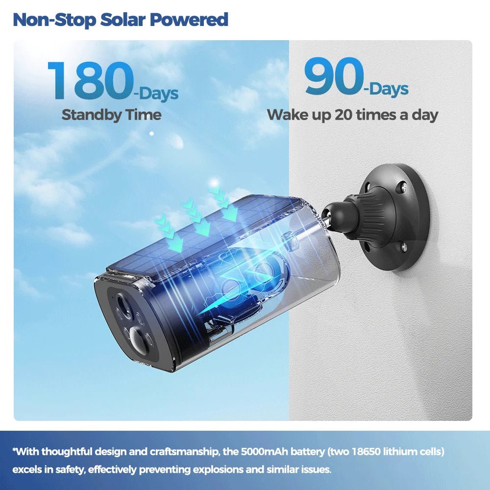 ALEVIO 2.5K Solar Outdoor Wireless Security Camera - AI Detection - stepyours.com