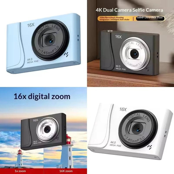 4K Digital Camera For Kids And Beginners 24MP Camcorder Auto Focus 16x Zoom - stepyours.com