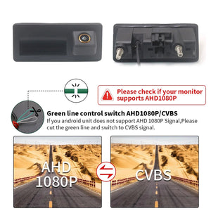 AHD 1080P Car Trunk Tailgate Handle Rear View Camera For VW Passat Golf Jetta - stepyours.com