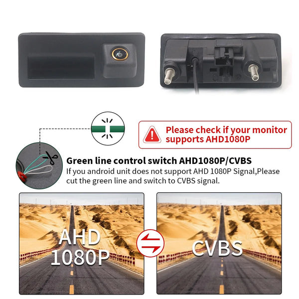AHD 1080P Car Trunk Tailgate Handle Rear View Camera For VW Passat Golf Jetta - stepyours.com